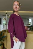 Made in Italy Cooper Needlecord Scoop Dip Back Top Beetroot